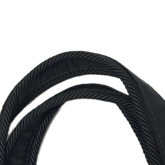 Auth PRADA Logo Jacquard - Black Nylon Handbag - Picture 6 of 9